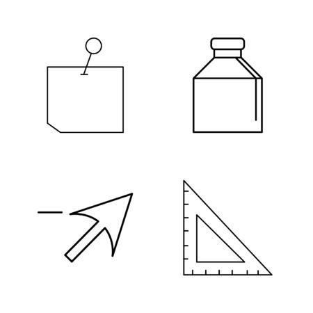 Office simple linear outline vector icon set.のイラスト素材