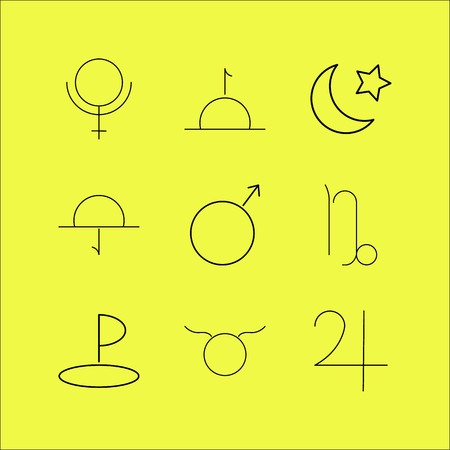 Linear icon set of astrology.のイラスト素材