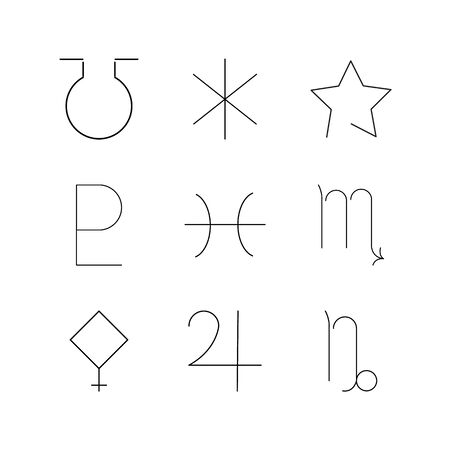 Astrology linear icon set in simple outline icons.のイラスト素材
