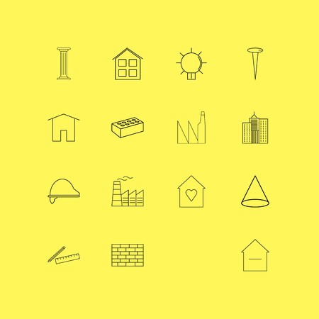 Buildings, Construction And Industry linear icon set. Simple outline iconsのイラスト素材
