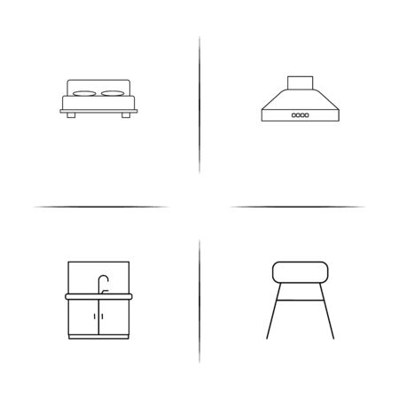 Furniture simple linear icons set. Outlined vector iconsのイラスト素材