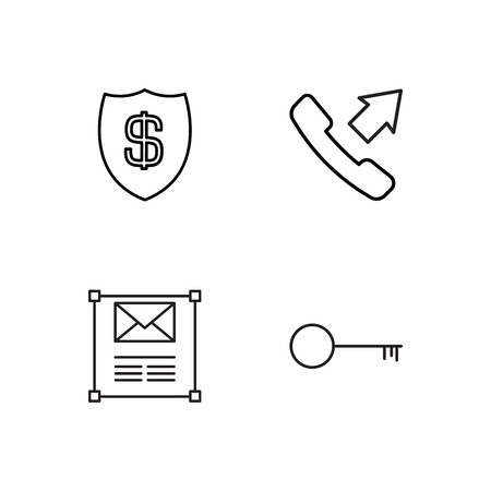 business simple outlined icons setのイラスト素材
