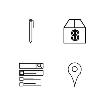 business simple outlined icons setのイラスト素材