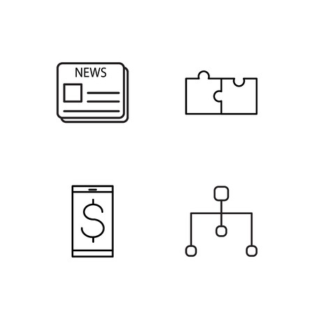 business simple outlined icons setのイラスト素材