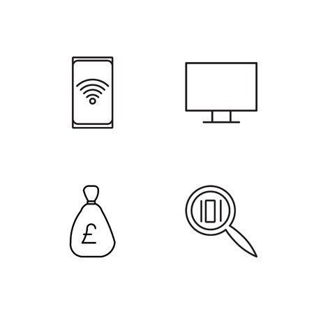 business simple outlined icons setのイラスト素材