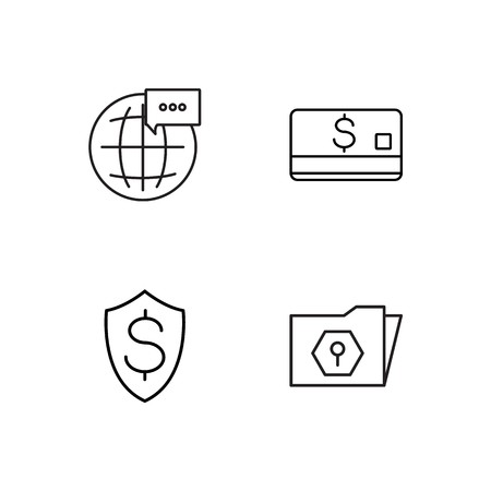 business simple outlined icons setのイラスト素材