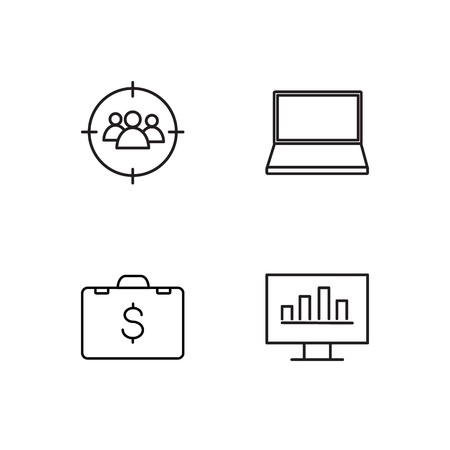 business simple outlined icons setのイラスト素材