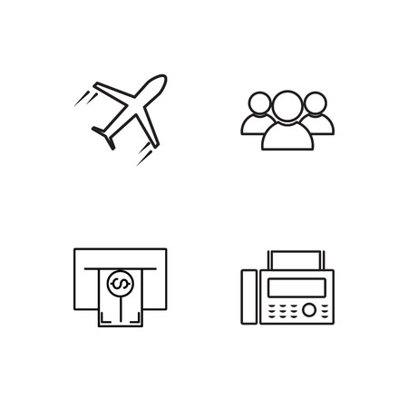 business simple outlined icons setのイラスト素材