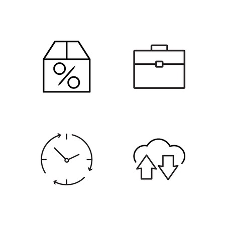business simple outlined icons setのイラスト素材