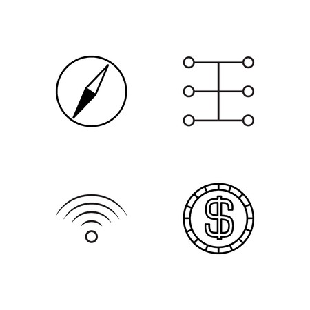 business simple outlined icons setのイラスト素材