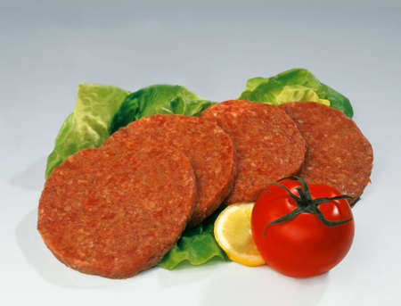 Raw hamburger slicesの写真素材