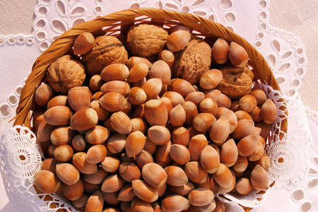 Hazelnuts and walnuts