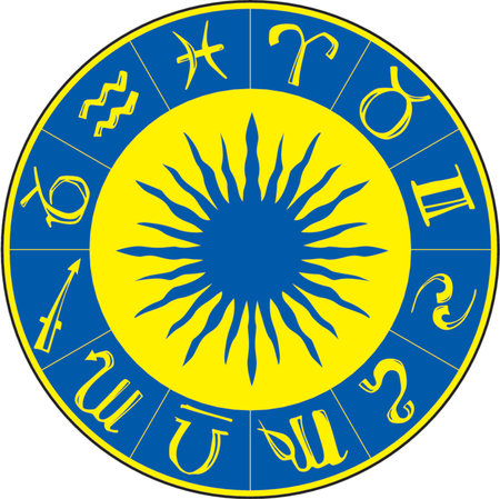 Horoscope symbols on the blue backgroundのイラスト素材