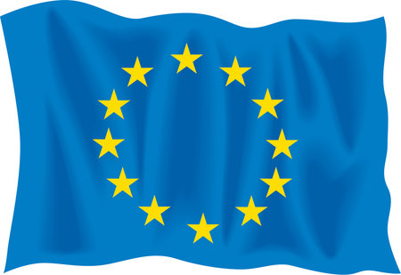 Waving flag of European Union from vectorのイラスト素材