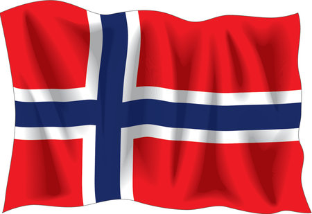 Waving flag of Norway isolated on whiteのイラスト素材