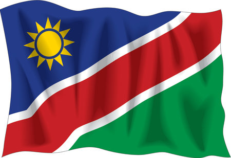 Waving flag of Namibia isolated on whiteのイラスト素材