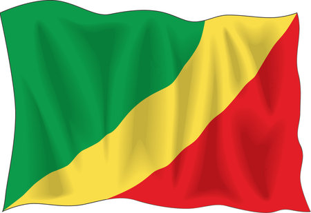 Waving flag of Congo isolated on whiteのイラスト素材