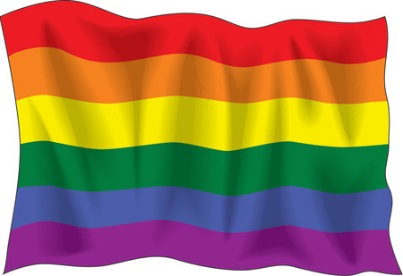 Waving flag of Gay pride isolated on whiteのイラスト素材