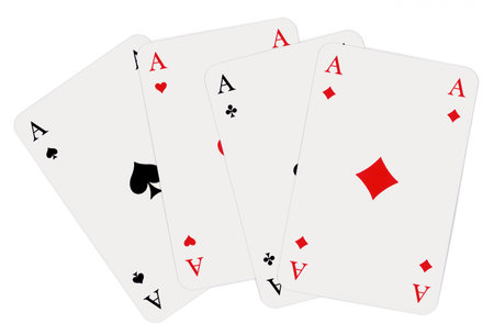 Four aces isolated on white background