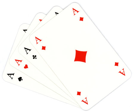 Four aces isolated on white background