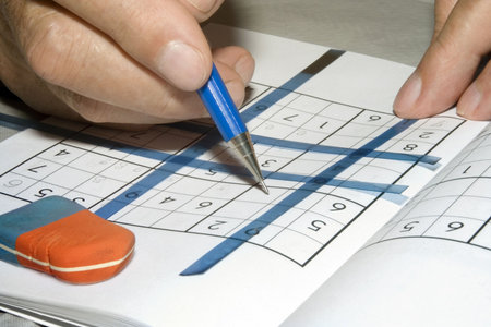 Solving sudoku puzzleの写真素材