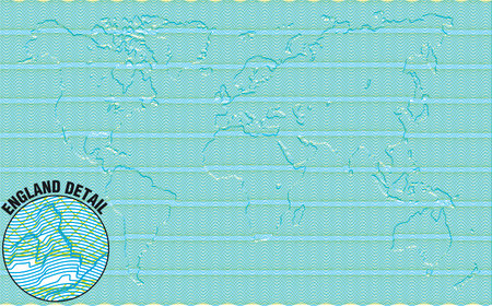 Secured Guilloche diploma with embossed world map background, elements are in layers for easy editingのイラスト素材