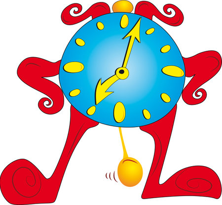 Old standing cartoon character clockのイラスト素材