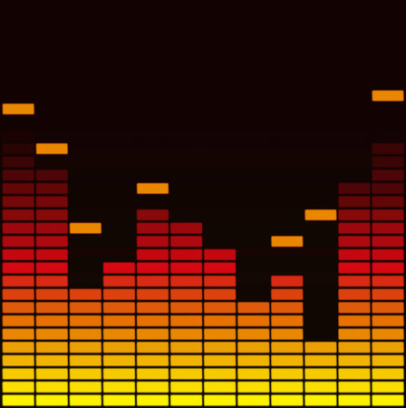 Yellow and red sound equalizer isolated on black backgroundのイラスト素材