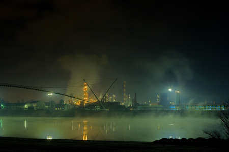 Smog production by oil refineryの写真素材