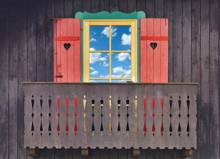 Wooden chalet balcony from Hansel and Gretelの写真素材