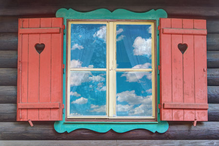 Colorful Wooden Chalet Window from Hansel and Gretelの写真素材