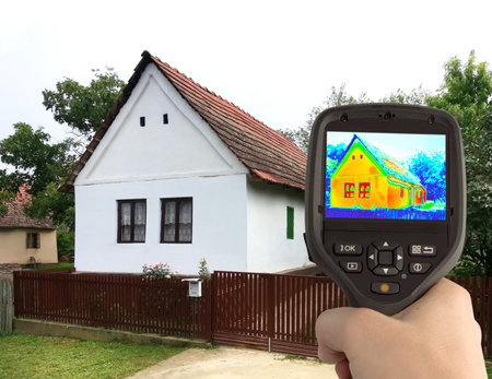 Heat Loss Detection of the House With Infrared Thermal Cameraのeditorial素材