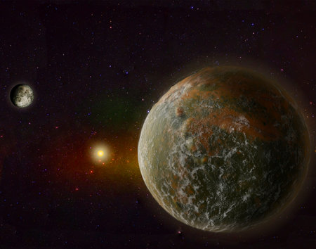 Super Big Earth with Moon