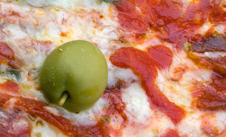 Olive Pizza Macro Detail Backgroundの写真素材