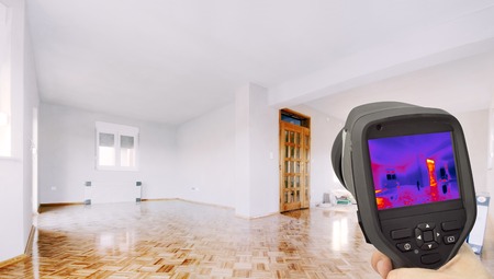 Heat Loss Detection of the House With Infrared Thermal Cameraの写真素材