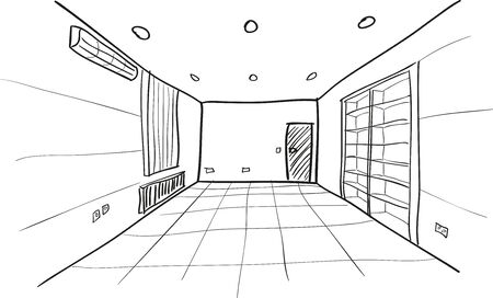 Simple Vector Sketch of Empty Roomのイラスト素材