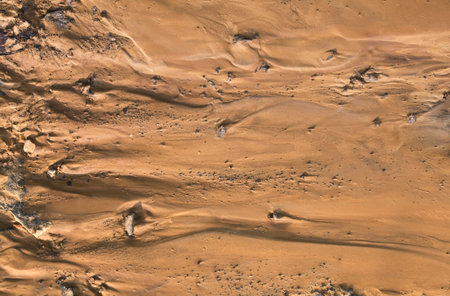 Fictional Mars Soil Aerial View. Trace of Water on Mars