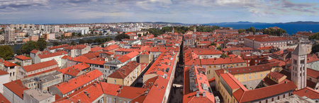 Old Croatian Town Zadar Harbor Panoramaの写真素材