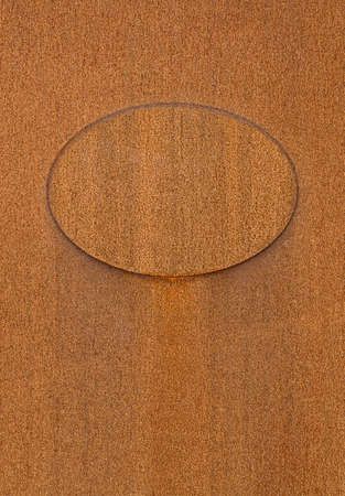 Empty Old Rusty Metal Oval Templateの写真素材