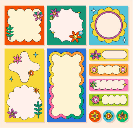 Set of cute scrapbooking frames and borders. Vector illustration.のイラスト素材