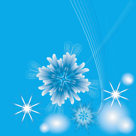 An abstract  illustration of different snowflakes. Good for background. Space for text.のイラスト素材
