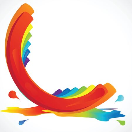 illustration of rainbow elements laying on the side on the top of water paintのイラスト素材