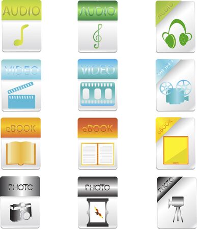 a vector illustrations of a variety of web and everyday used items icons on a blank backgroundのイラスト素材