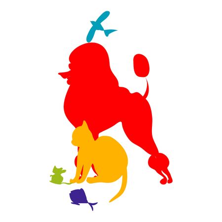 a vector illustration of a colorful silhouettes of animalsのイラスト素材