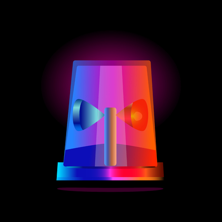 a vector illustration of a shiny red and blue flashing siren at nightのイラスト素材