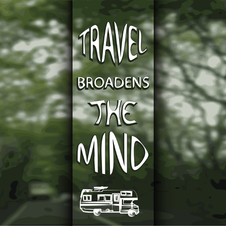 vector illustration of an abstract background of trees and road with transparent sign in the middleのイラスト素材