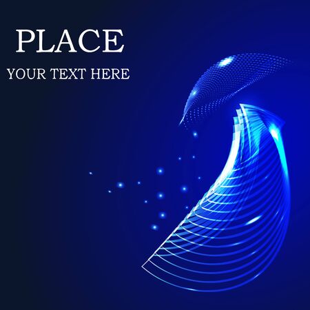 vector illustration of an abstract, marine background with a shiny big jellyfish in a deep water with space for editingのイラスト素材