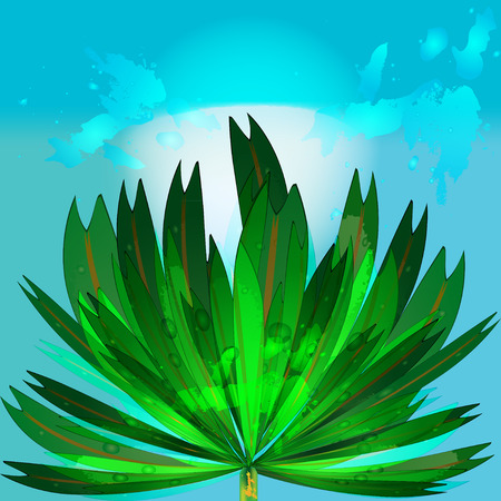 vector illustration of palm tree with the bright sun backgroundのイラスト素材