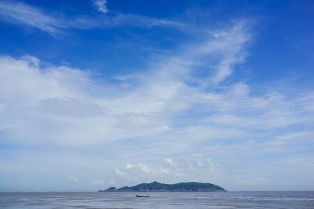 Shanghai ocean island, blue sky and white cloudsの写真素材