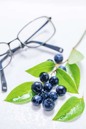 Glasses and Blueberryの写真素材